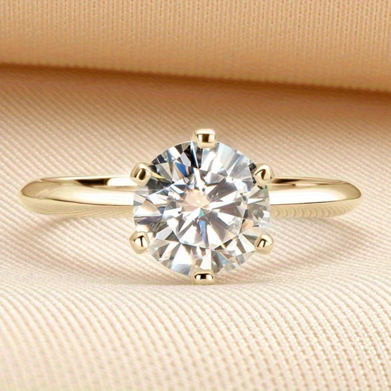 Ethic Diam Moissanite Ring, 925 Sterling Silver Elegant Design